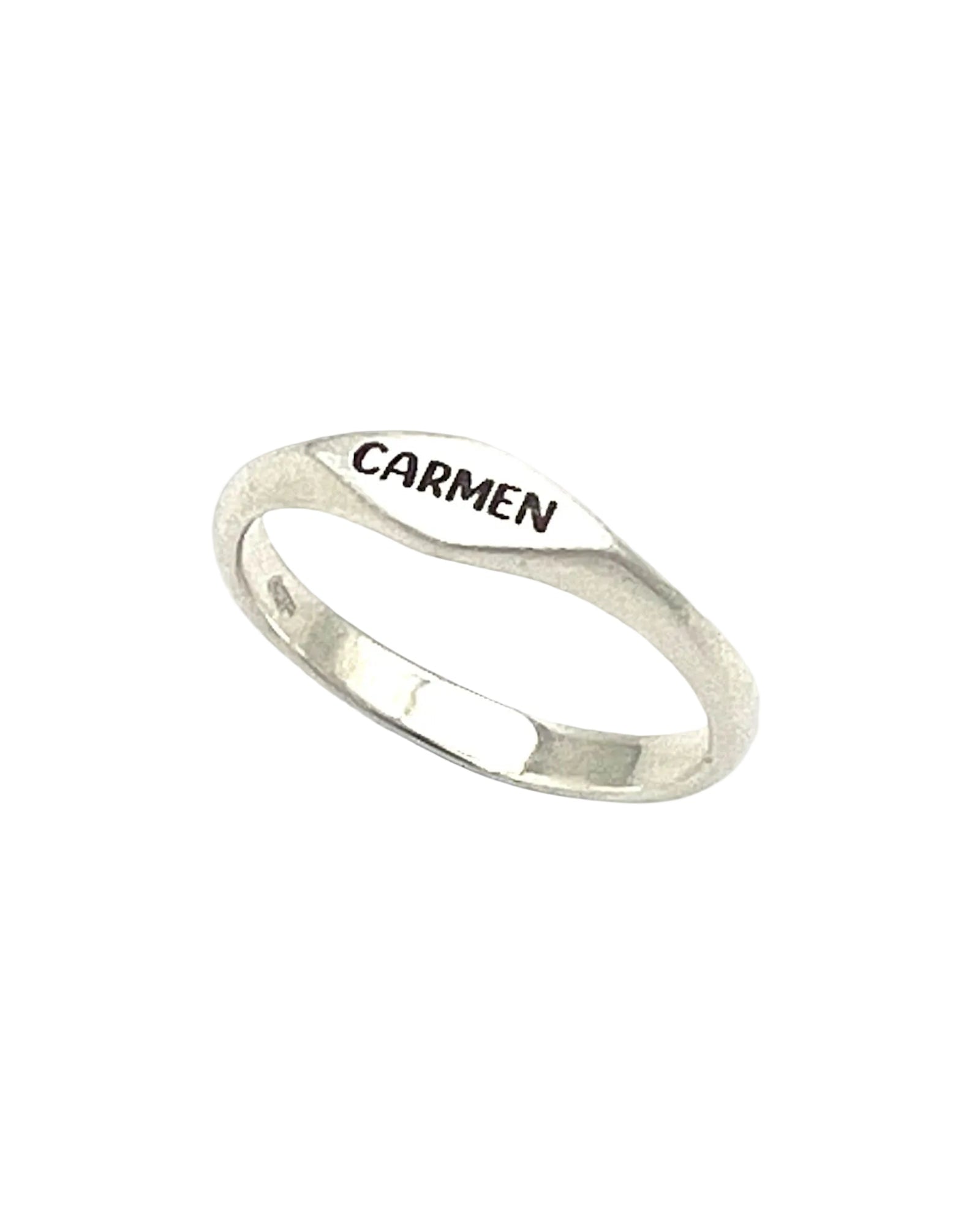 Anillo Plano arriba GRABAR PERSONALIZADO número medida 16