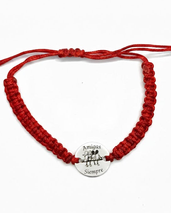 Pulsera de hilo rojo con chapa de Plata de 15 mm