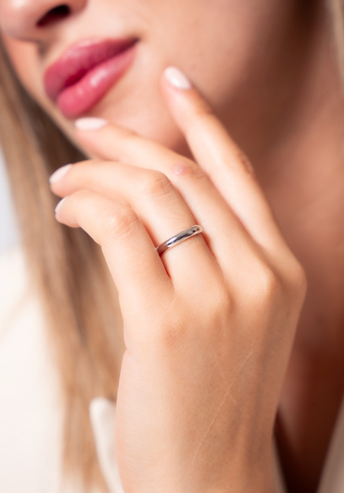 Anillo alianza lisa 3 mm de plata de ley 925 bañada en rodio 13-4175