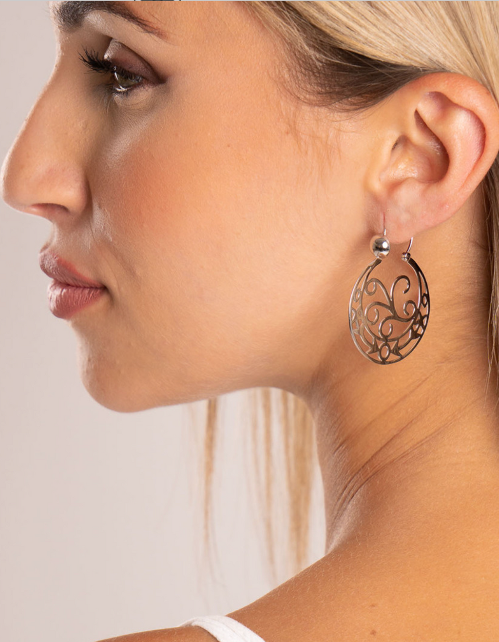 Pendientes aros canarios isora de plata de ley 925 bañada en rodio - 58-3078