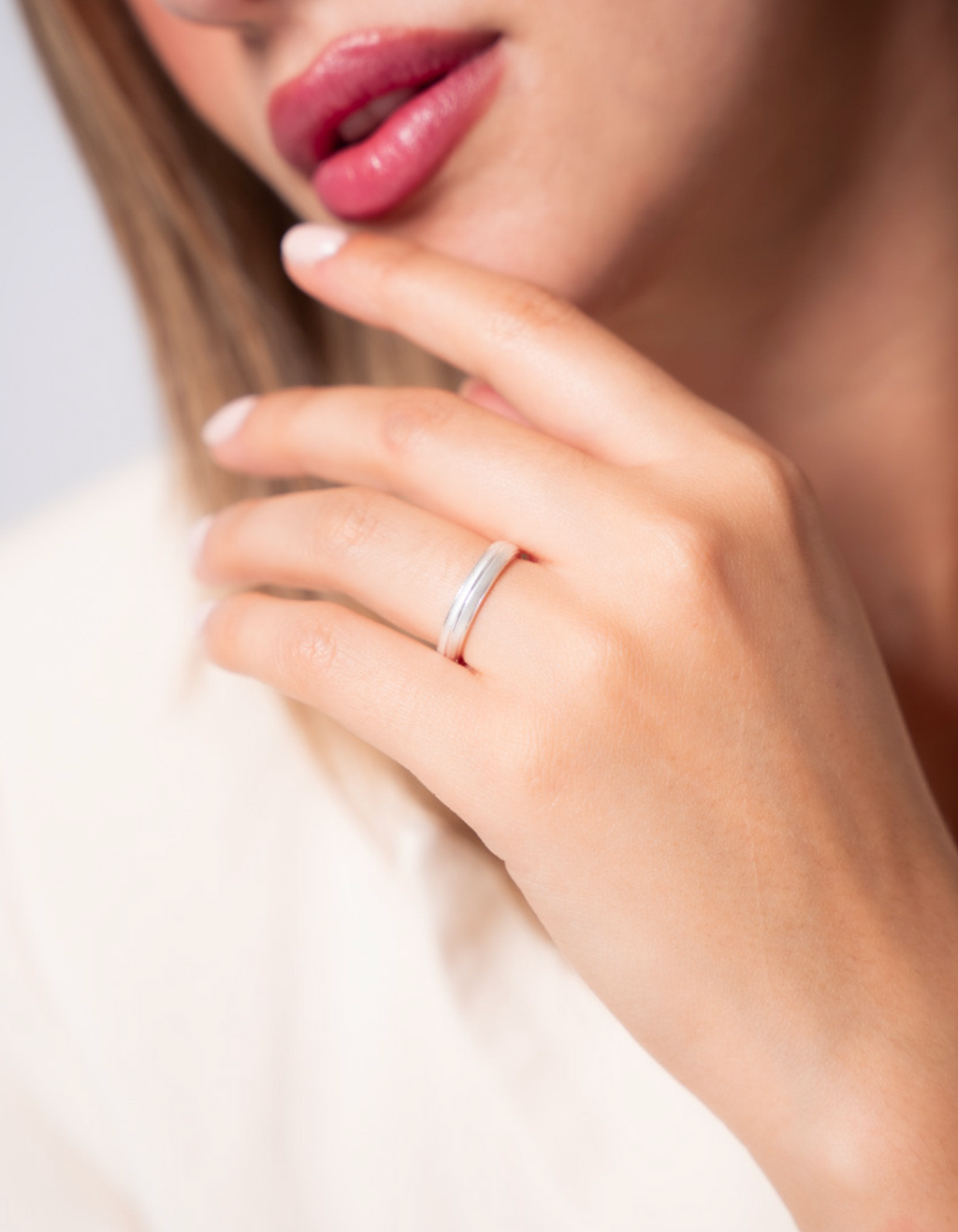 Anillo alianza líneal de plata de ley 925 - 43-4005
