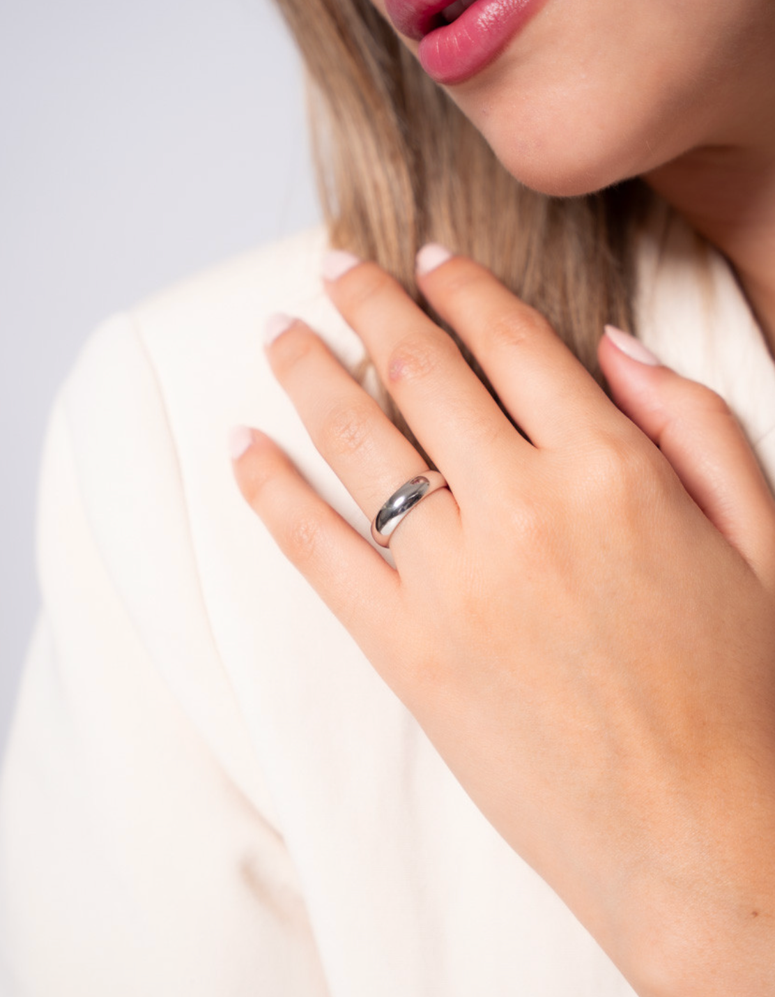 Anillo alianza lisa 5 mm de plata de ley 925 bañada en rodio - 13-4176