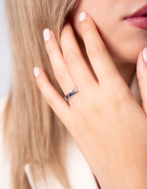 Anillo alianza de plata de ley 925 bañada en rodio - 13-4168