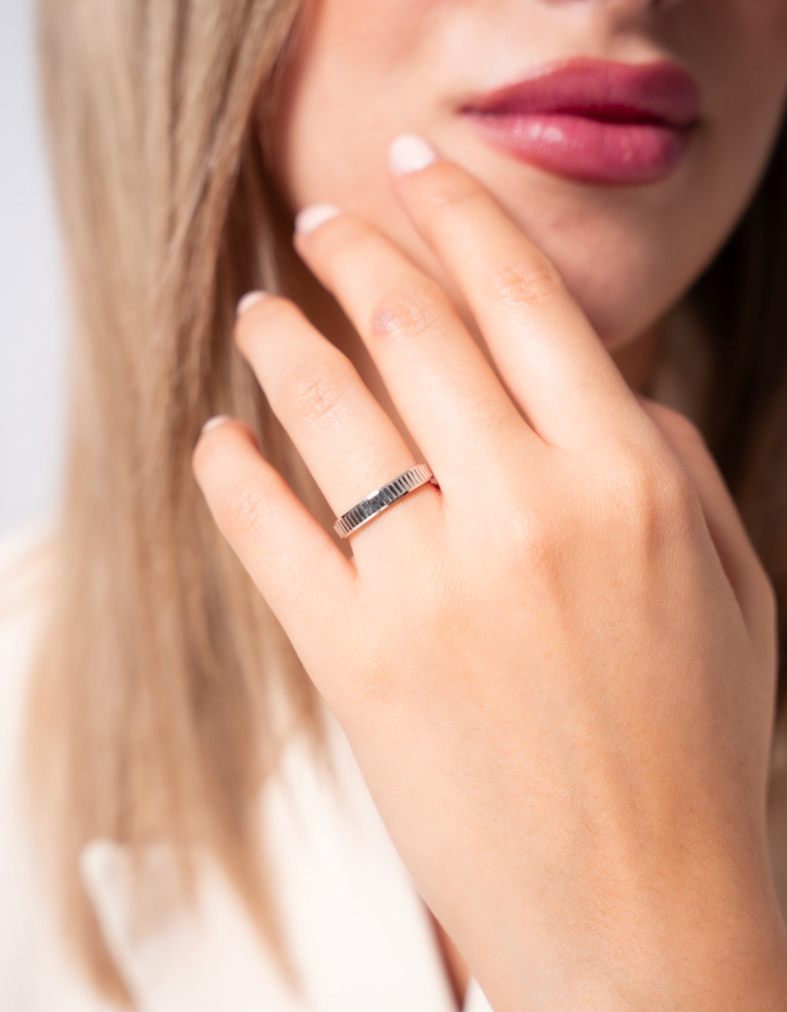 Anillo alianza barras 3,5 mm de plata de ley 925 bañada en rodio - 13-4178