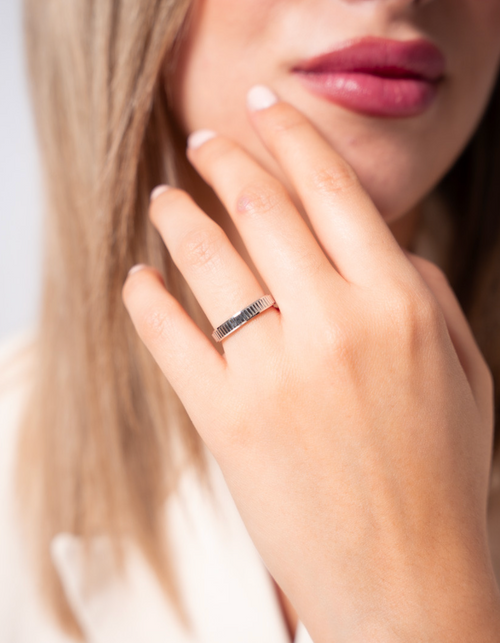 Anillo alianza barras 3,5 mm de plata de ley 925 bañada en rodio - 13-4178