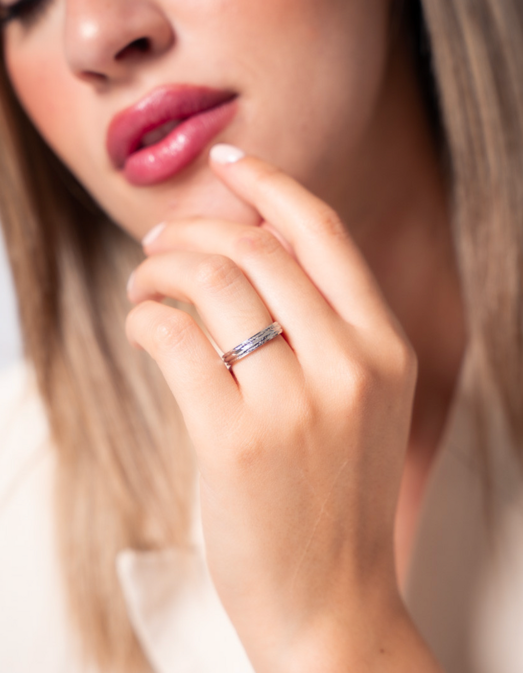 Anillo alianza trenza 3,5 mm de plata de ley 925 bañada en rodio 13-4169