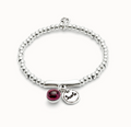 Pulsera bañada en plata de ley, cristal de murano y palabra suerte