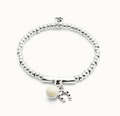 Pulsera bañada en plata de ley y cristal de murano marfil y herradura