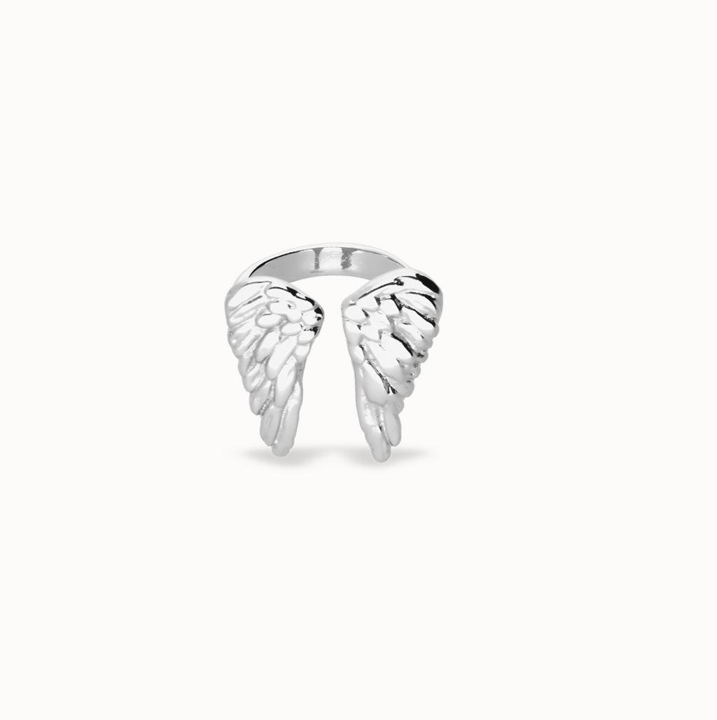 Anillo bañado en plata de ley con forma de alas  TALLA 15