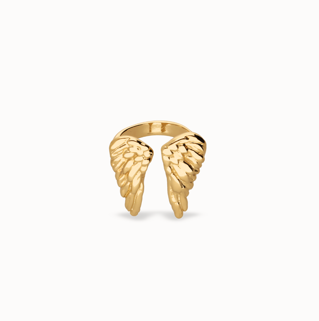 Anillo bañado en oro 18k con forma de alas TALLA 15