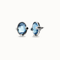 Pendientes bañados en plata con cristal facetado ovalado azul