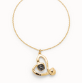 Colgante mediano bañado en oro de 18k y corazón con cristal negro