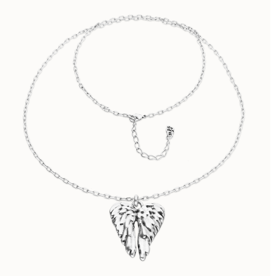 Collar largo en plata de ley y detalle de alas