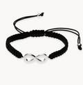 Pulsera infinito macramé negro de plata de ley 925 bañada en rodio