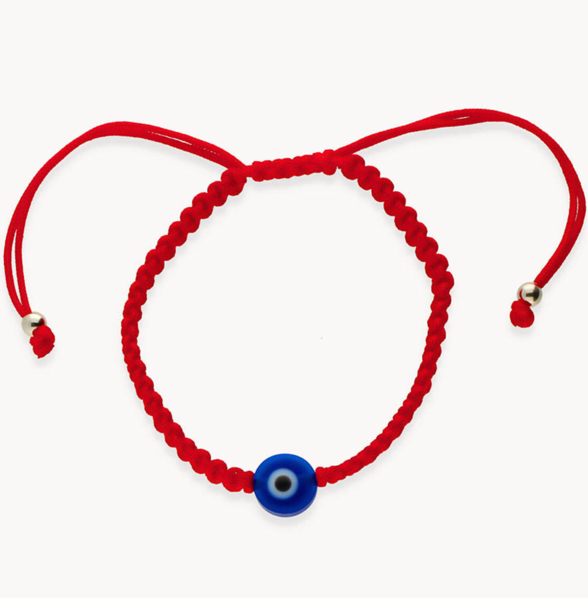 Pulsera ojo turco macramé rojo de plata de ley 925 bañada en rodio