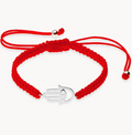 Pulsera mano de fátima macramé rojo de plata de ley 925 bañada en rodio