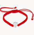 Pulsera calavera macramé rojo de plata de ley 925 bañada en rodio