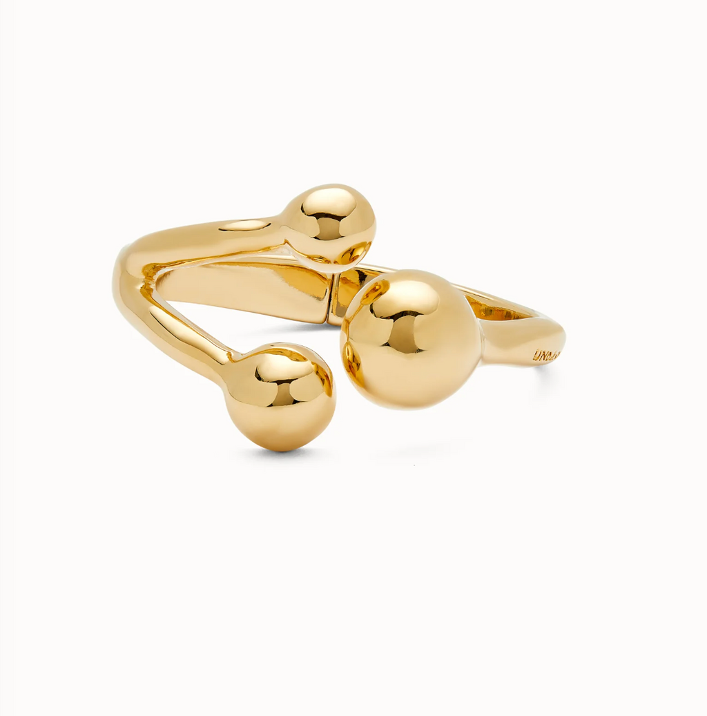 Pulsera rígida con tres bolas bañadas en oro 18k