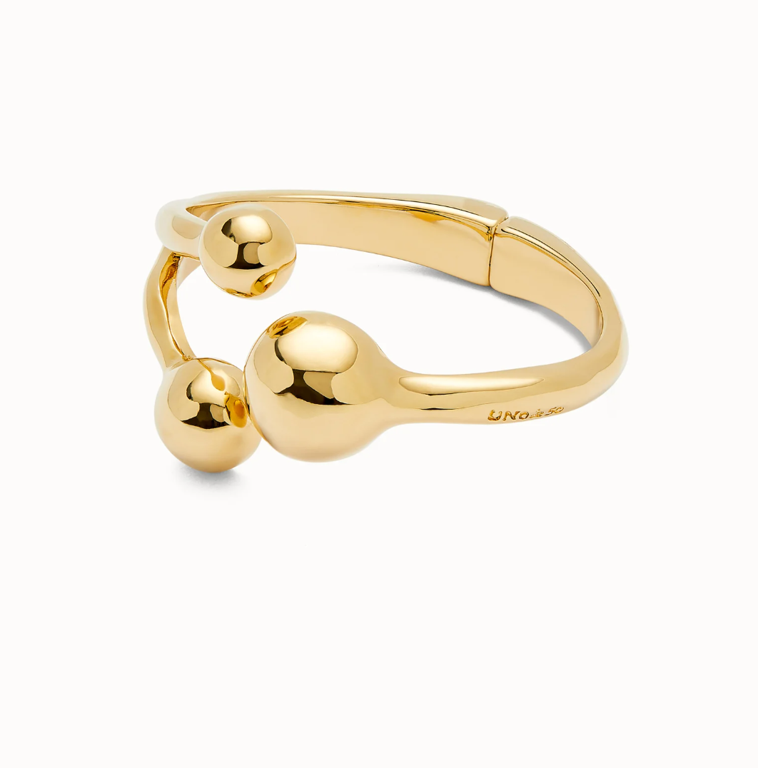 Pulsera rígida con tres bolas bañadas en oro 18k