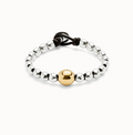 Pulsera de bolas bañadas en plata de ley y bola central bañada en oro 18k