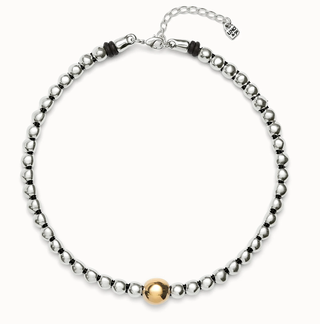Colgante de bolas bañado en oro 18k con bola central grande