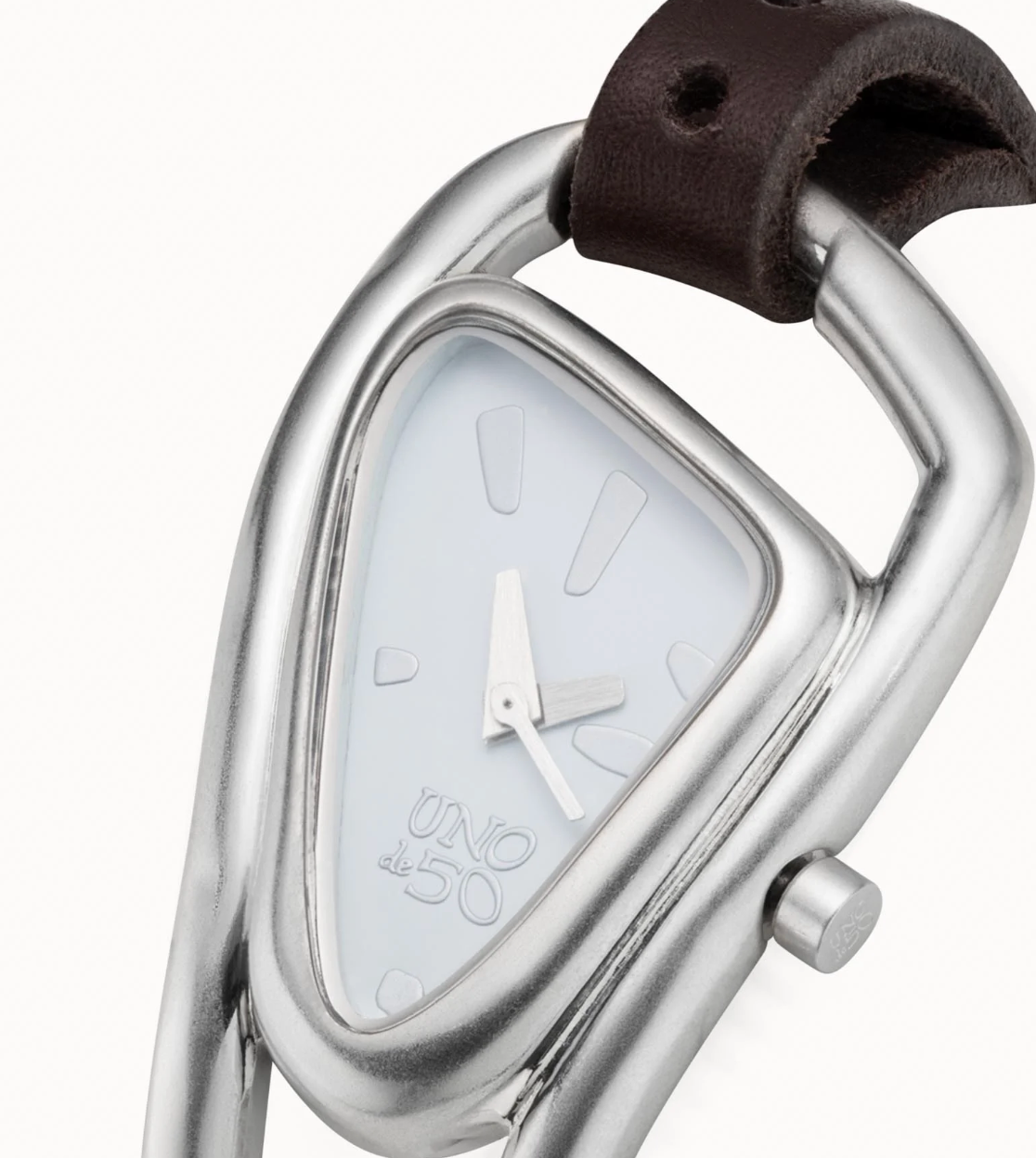 Reloj de mujer de piel y metal bañado en plata de ley