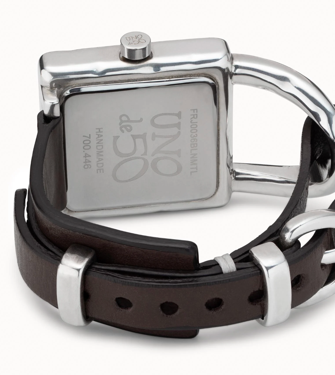 Reloj de mujer de piel y metal bañado en plata de ley