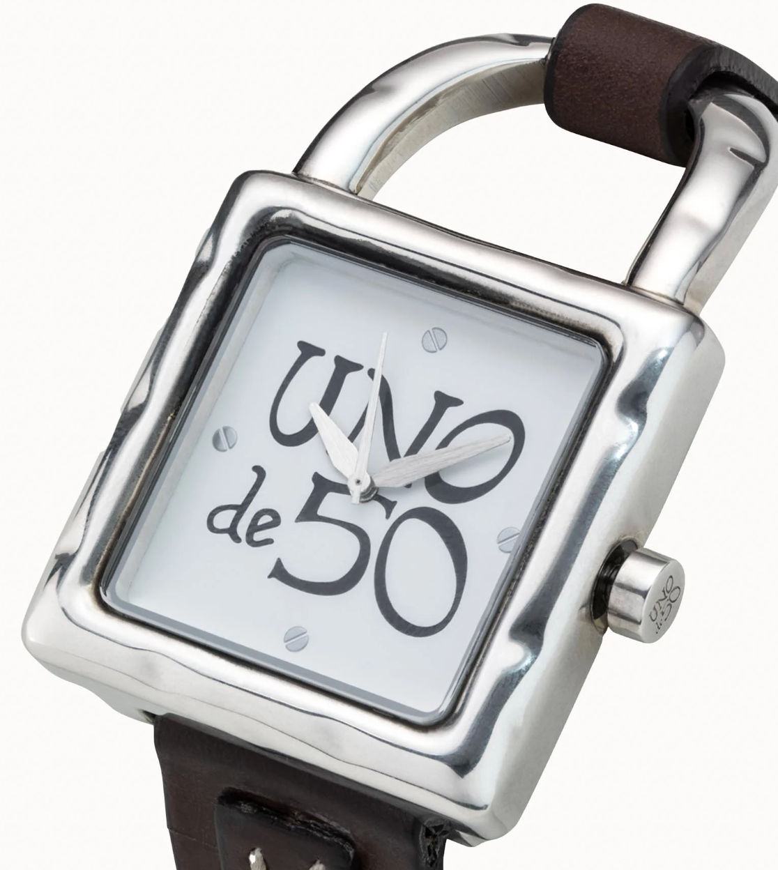 Reloj de mujer de piel y metal bañado en plata de ley