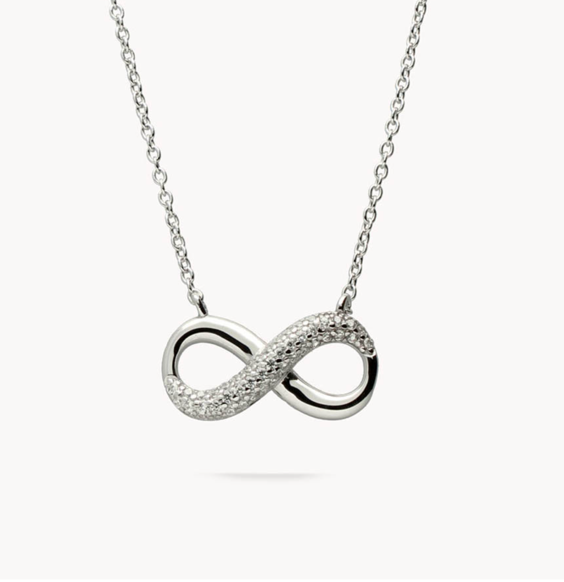 Collar infinito grueso brillante de plata de ley 925 bañada en rodio