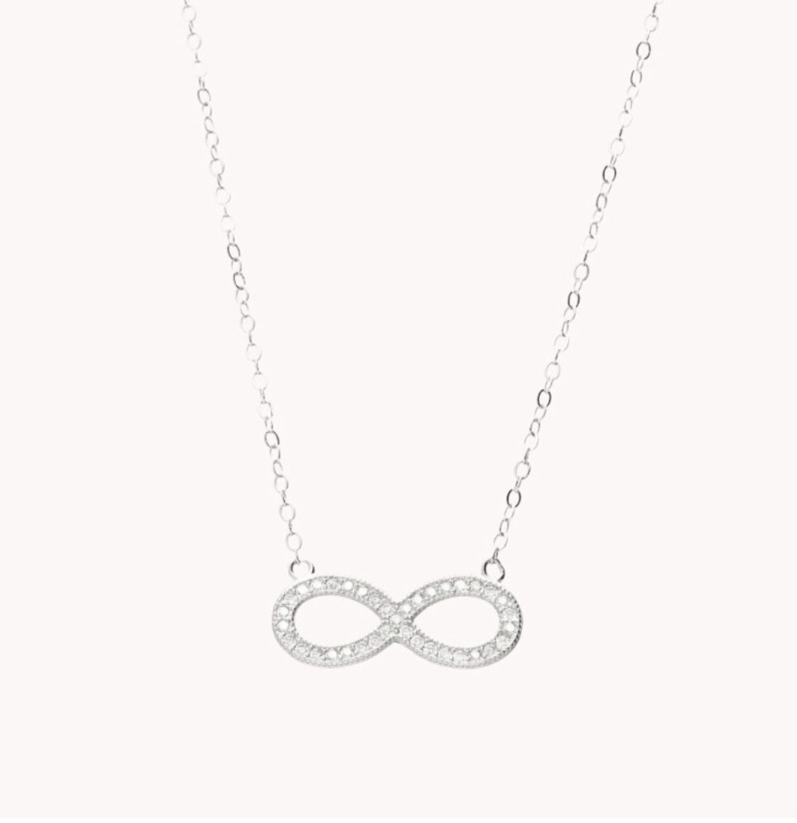 Collar infinito brillante eternity de plata de ley 925 bañado en rodio