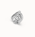 Anillo bañado en plata efecto múltiples con detalles de cabezas de clavo TALLA 21