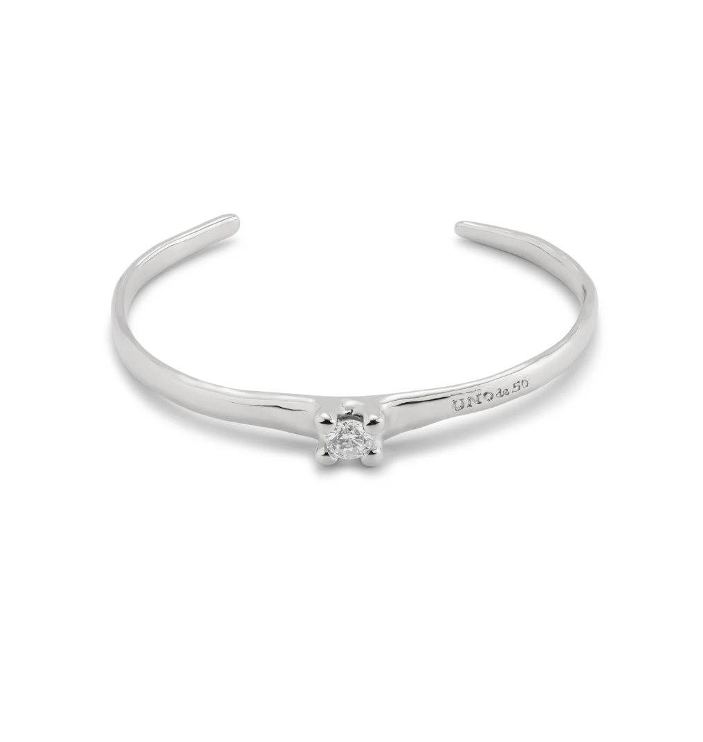Pulsera rígida bañada en plata de ley con circonita blanca
