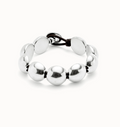 Pulsera de cuero con cuentas grandes redondas bañadas en plata de ley