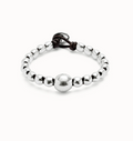 Pulsera de bolas bañadas en plata de ley y bola central de mayor tamaño