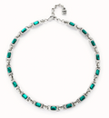 Collar bañado en plata de ley con cristales verdes