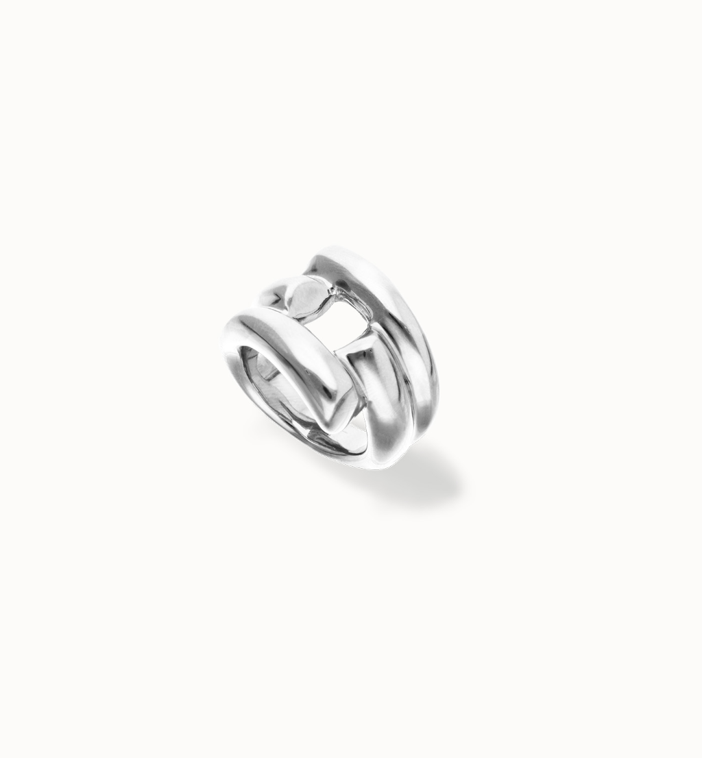 Anillo bañado en plata con 4 formas orgánicas entrelazadas TALLA 18