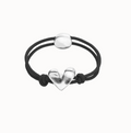 Pulsera de hilo elástico negro con corazón bañado en plata de ley