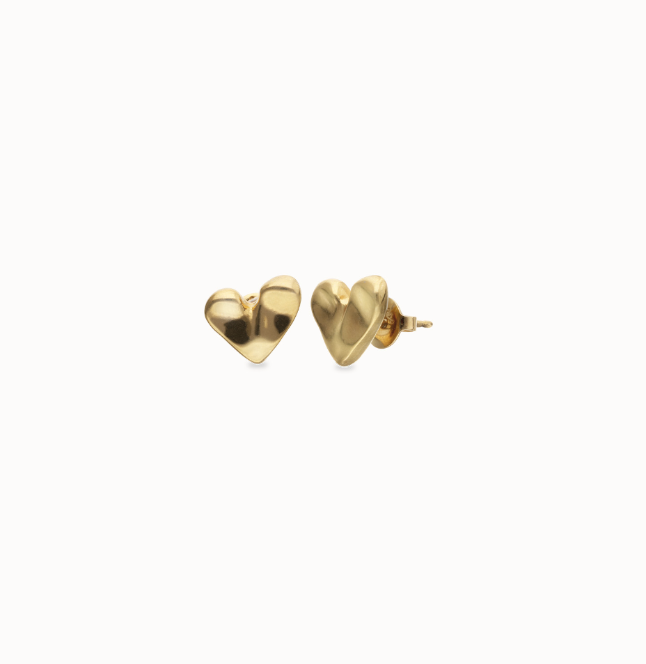 Pendientes tipo piercing de corazón bañados en oro 18k