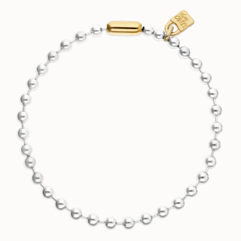 Collar de bolas bañado en plata con detalles bañados en oro 18k COL1390ORO