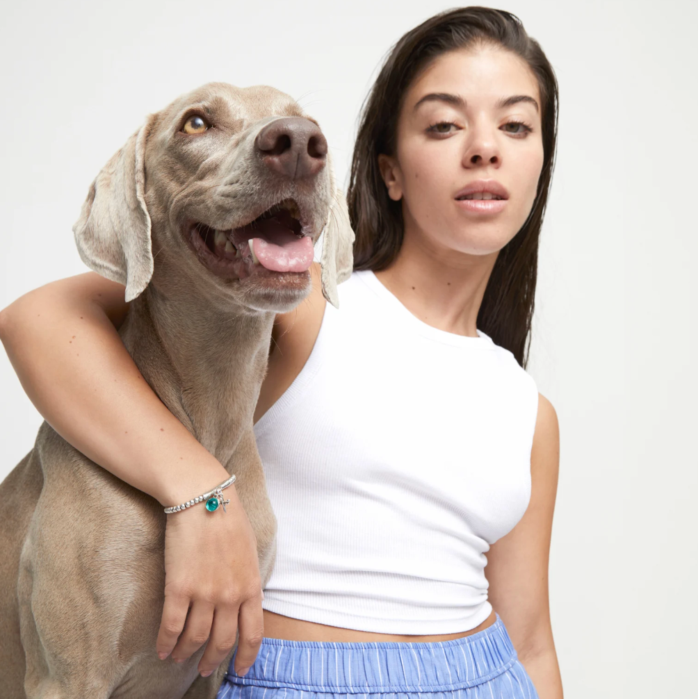 Pulsera bañada en plata de ley con cristal de murano y libélula PUL2535VRD