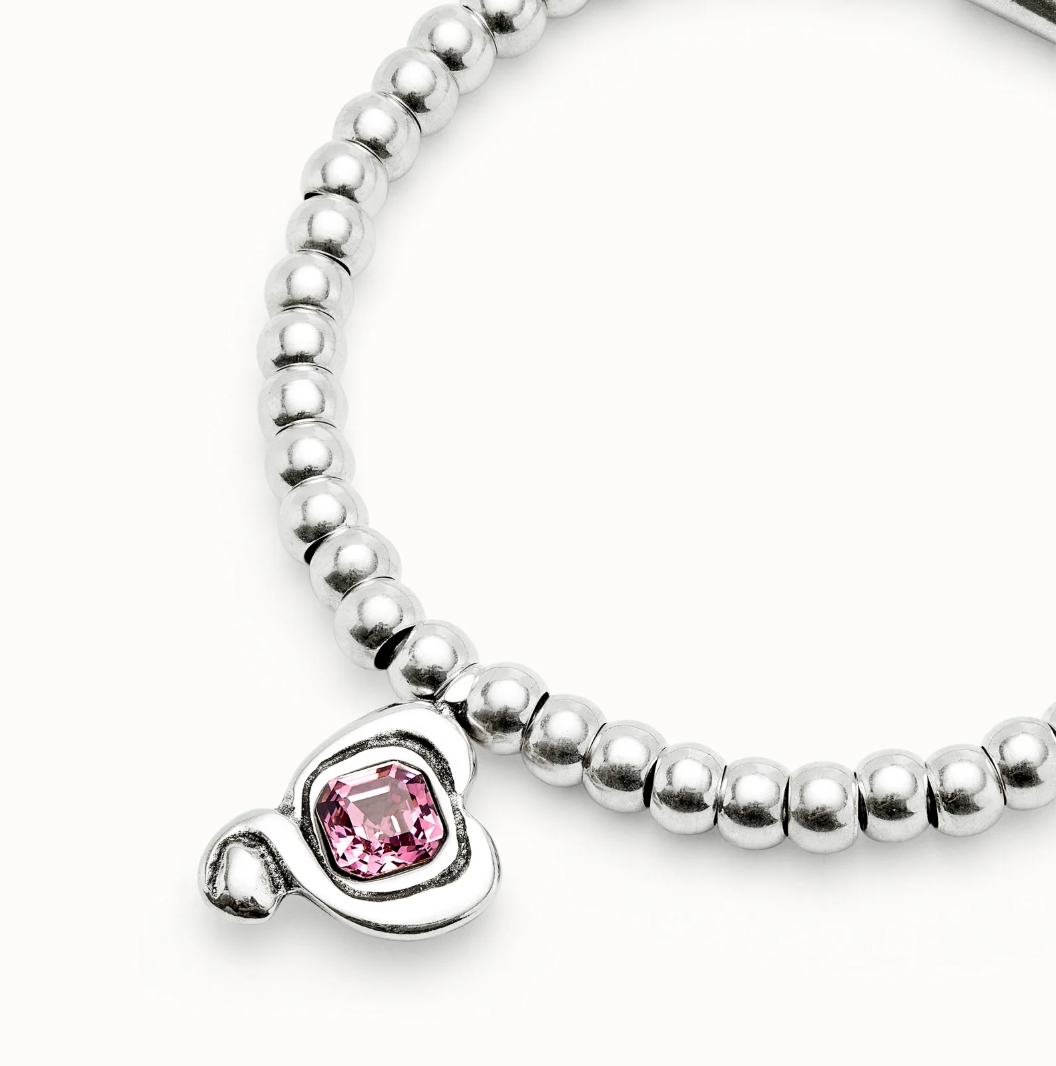 Pulsera de bolas bañadas en plata de ley con cristal rosa PUL2514RSA
