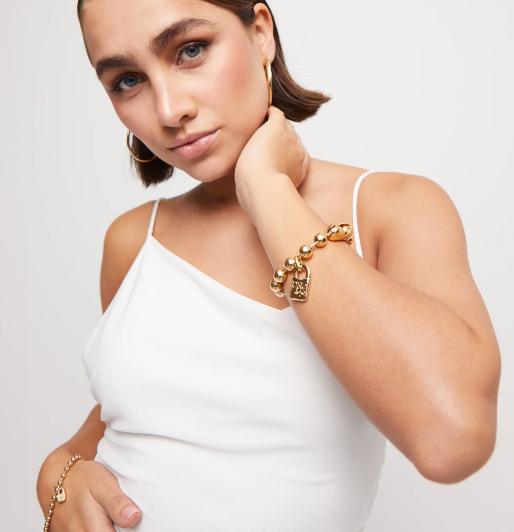 Pulsera bañada en plata de ley PUL1215ORO00004