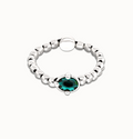 Pulsera de bolas bañada en plata con cristal facetado ovalado verde PUL2595VRD