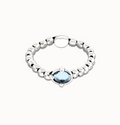 Pulsera de bolas bañada en plata con cristal facetado ovalado azul PUL2595AZU