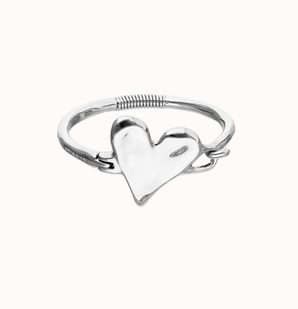 Pulsera semirrígida bañada en plata de ley con detalle de corazón PUL2639