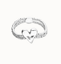 Pulsera elástica doble bañada en plata de ley con detalle de corazón PUL2637