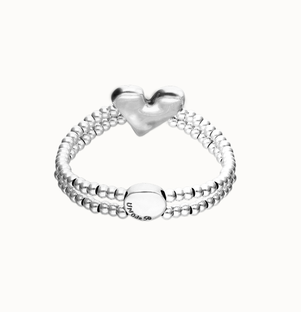 Pulsera elástica doble bañada en plata de ley con detalle de corazón PUL2637