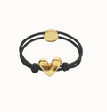 Pulsera de hilo elástico negro con corazón bañado en oro 18k PUL2641NGRORO