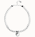 Collar de esferas medianas bañadas en plata de ley y esfera grande COL2045