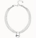 Collar con hilos plateados y esfera grande COL2051